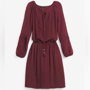 NWT White House Black Market Burgundy Boho Soft Dress Sz. SMALL